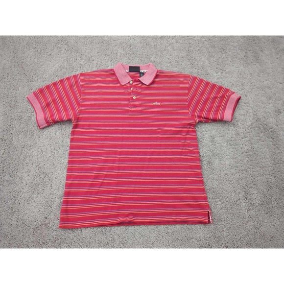 Greg Norman Polo Shirt Mens XL Red Striped Short Sleeve Logo Golf Preppy Casual - Picture 1 of 7